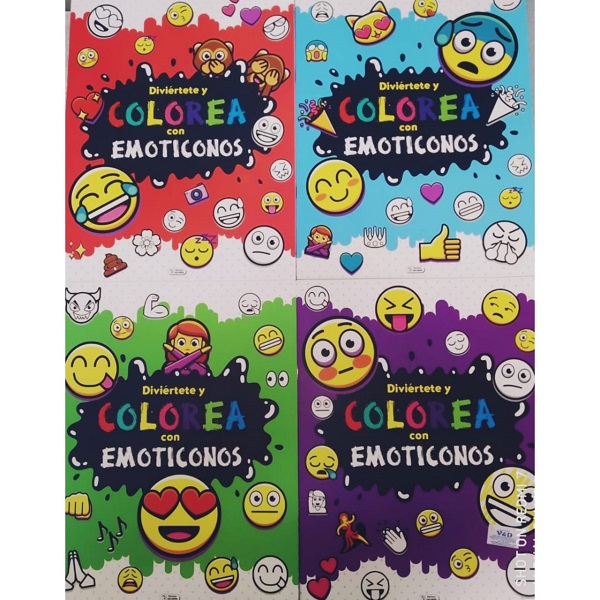 DIVIERTETE Y COLOREA CON EMOTICONOS PACKx4
