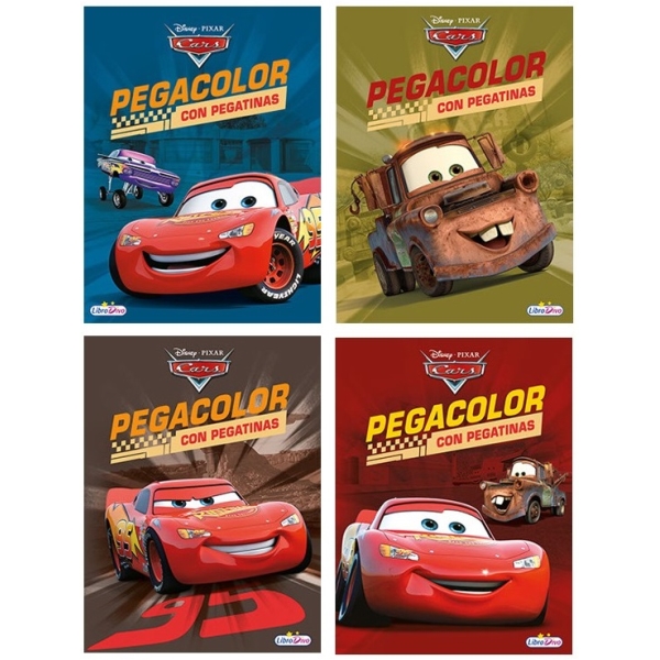 CARS PEGACOLOR CON PEGATINAS 4 TITULOS