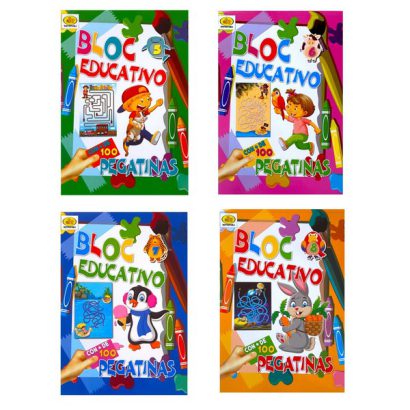 BLOC EDUCATIVO CON PEGATINAS 4 TITULOS