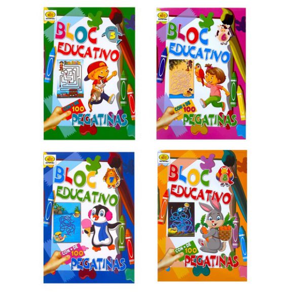 BLOC EDUCATIVO CON PEGATINAS 4 TITULOS