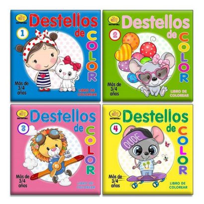 DESTELLOS DE COLOR LIBRO DE COLOREAR 4 TITULOS