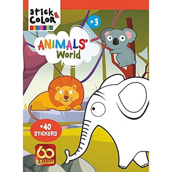 ANIMALS WORLD STICK & COLOR LIBRO DE PEGATINAS