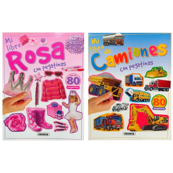 MI LIBRO CON PEGATINAS ROSA - CAMIONES (2 MODELOS)