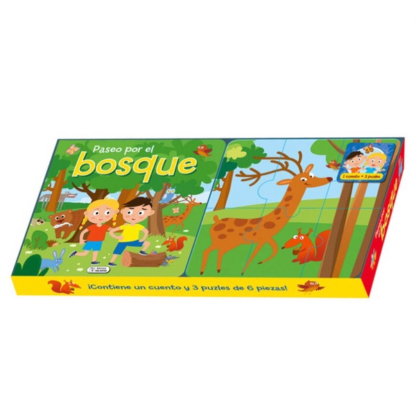 PASEO POR EL BOSQUE LIBRO CARTON CON PUZLES