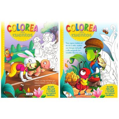 COLECCION COLOREA TUS CUENTOS PACK X2 (LIEBRE/CIGARRA)