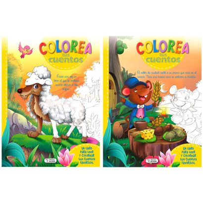 COLECCION COLOREA TUS CUENTOS PACK X2 (LOBO/RATON)