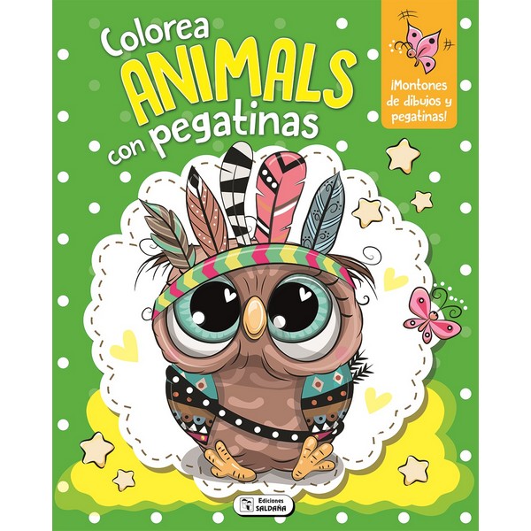COLOREA ANIMALS CON PEGATINAS BUHO