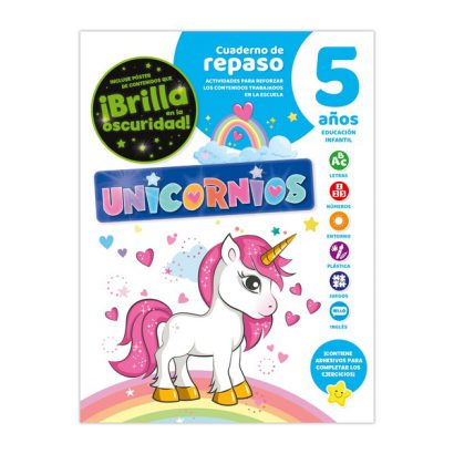 CUADERNO DE REPASO UNICORNIOS LUMINISCENTE 5 AÑOS