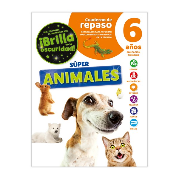 CUADERNO DE REPASO SUPER ANIMALES LUMINISCENTE 6 AÑOS