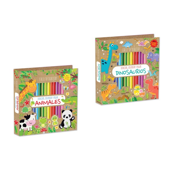 COLECCION FACIL DE DIBUJAR (ANIMALES/DINOSAURIOS) 2 TIT INCLUYE COLORES