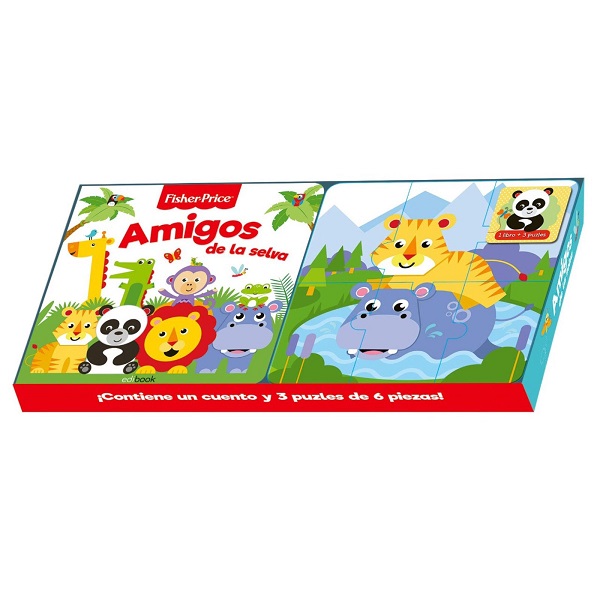 AMIGOS DE LA SELVA LIBRO CARTON CON PUZLES FISHER PRICE