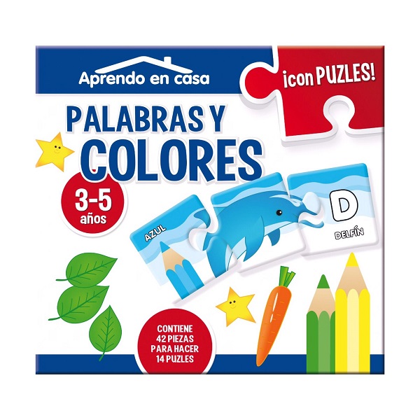 APRENDO EN CASA PALABRAS Y COLORES CON PUZLES 3 PIEZAS