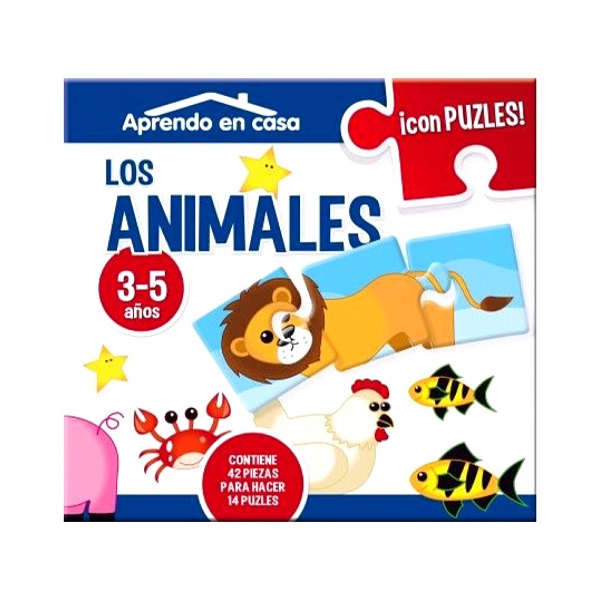 APRENDO EN CASA LOS ANIMALES CON PUZLES 3 PIEZAS