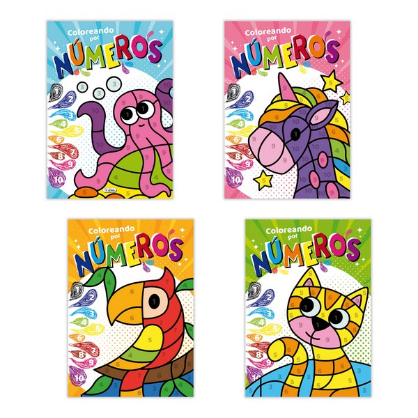 COLOREANDO POR NUMEROS 4 TITULOS